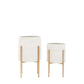Ibiza White/Gold Metal Planter - Set of 2