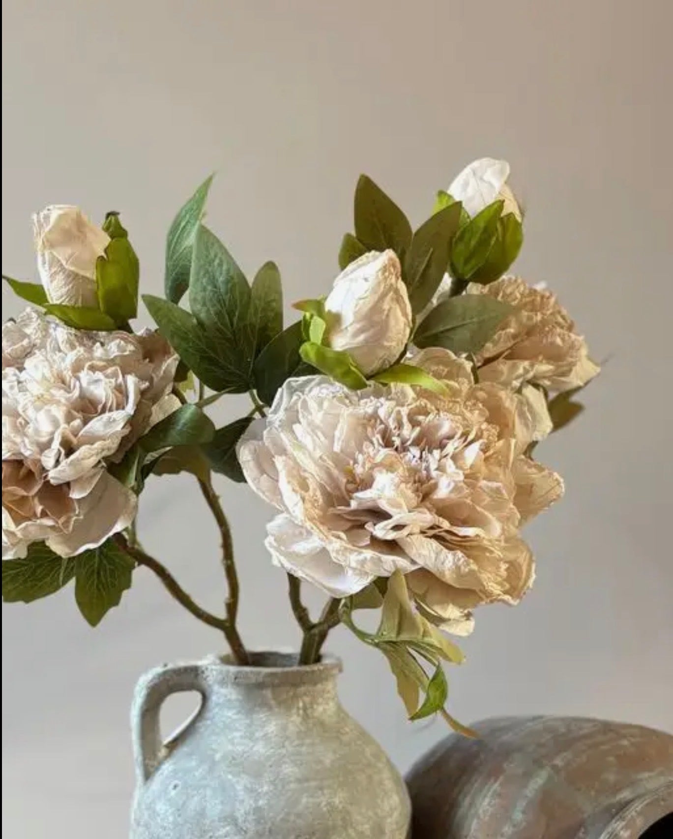 Faux Full Bloom Double Peony  - Nude