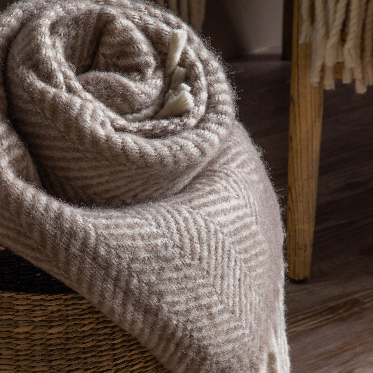 Wool Throw - Taupe