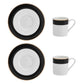 Luxe Deco China Espresso Cups and Saucers with Block Stripe - Set of 2