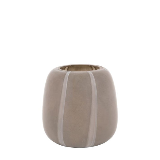 Claro Taupe Stripe Glass Vase - Small
