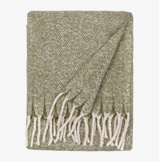 Isla Woven Tasselled Throw - Green