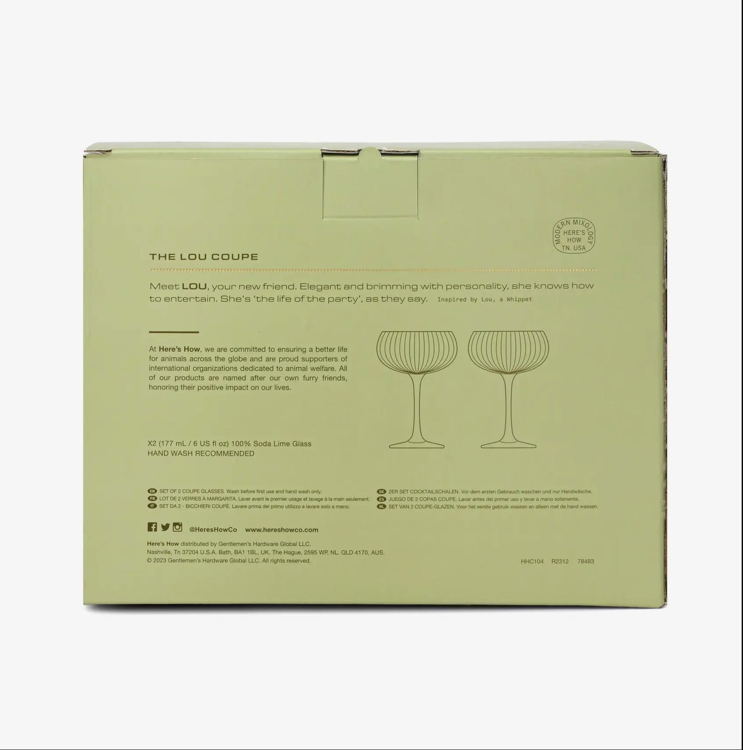 The Lou Coupe Glasses - Green - Set of 2