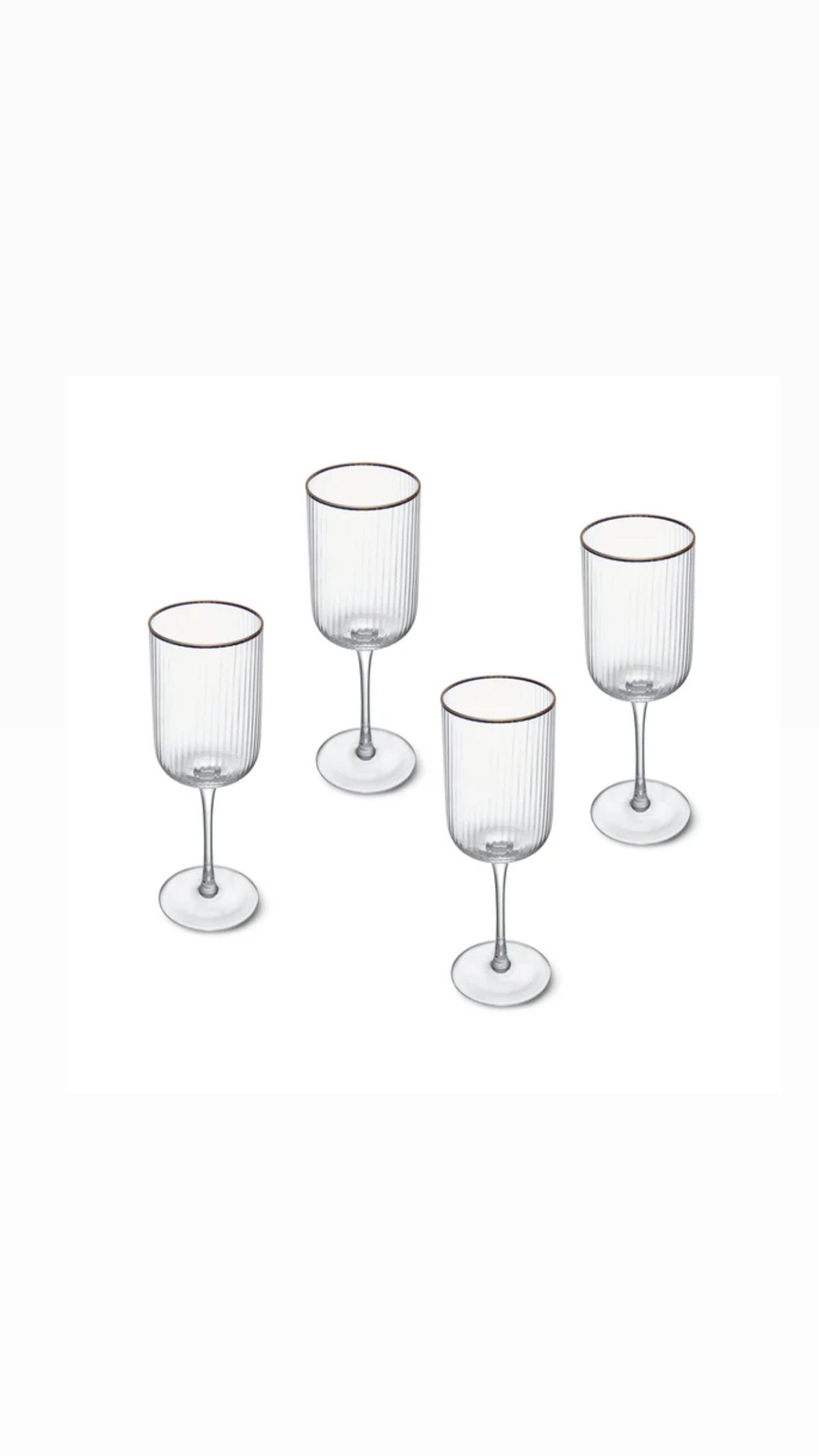 Sorrento Ridged Crystal Wine Glasses - Set of 4
