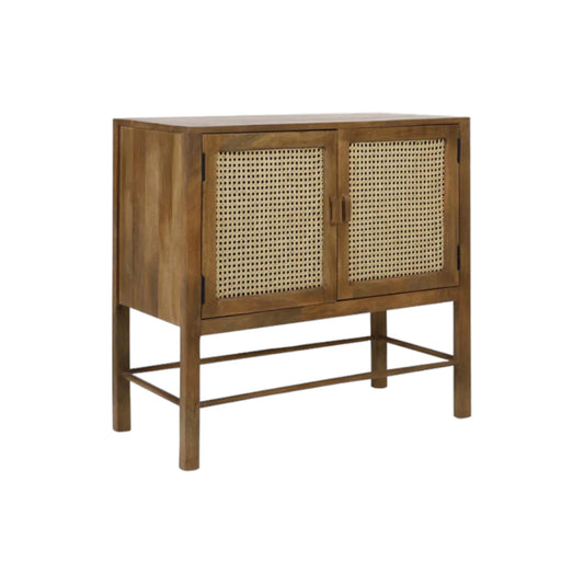Mango Wood and Rattan Cabinet 88x40x84
