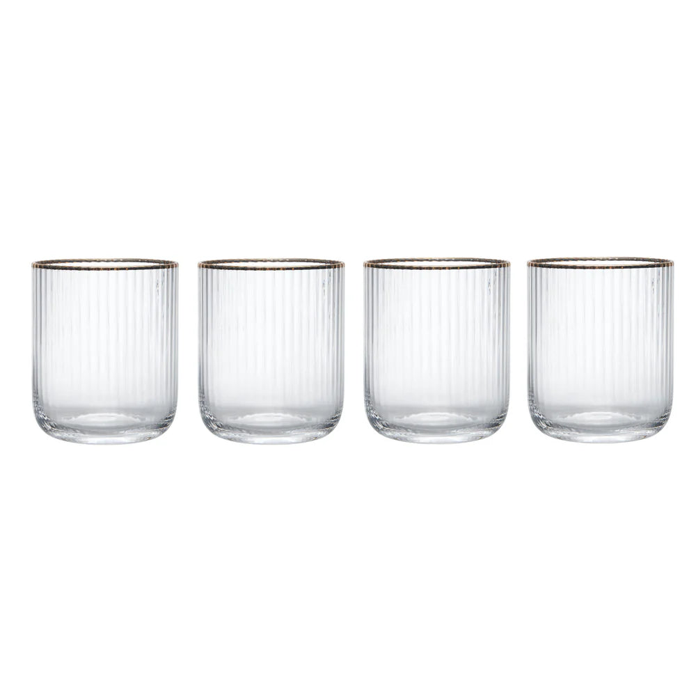 Sorrento Ridged Stemless Glasses - Set of 4