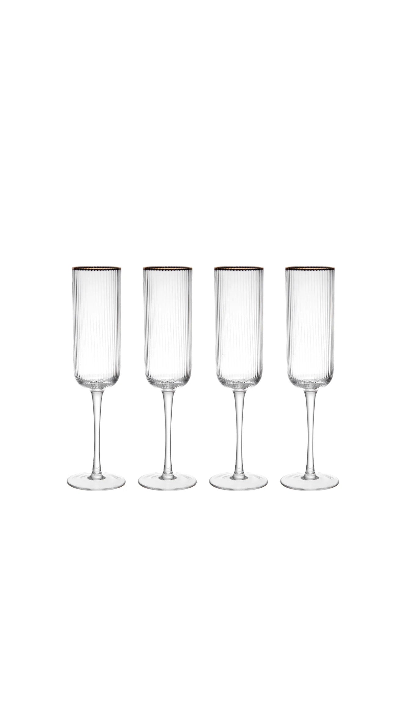Sorrento Ridged Crystal Flutes - Set of 4