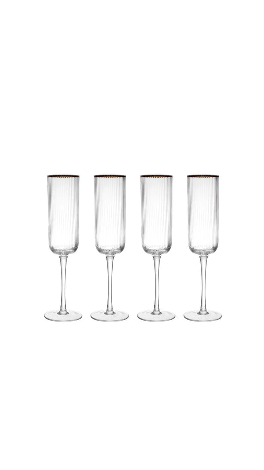 Sorrento Ridged Crystal Flutes - Set of 4