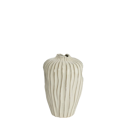 Chia Cream Ceramic Vase - Medium