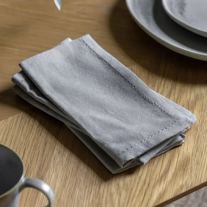 Dove Grey Linen Napkins Set of 4