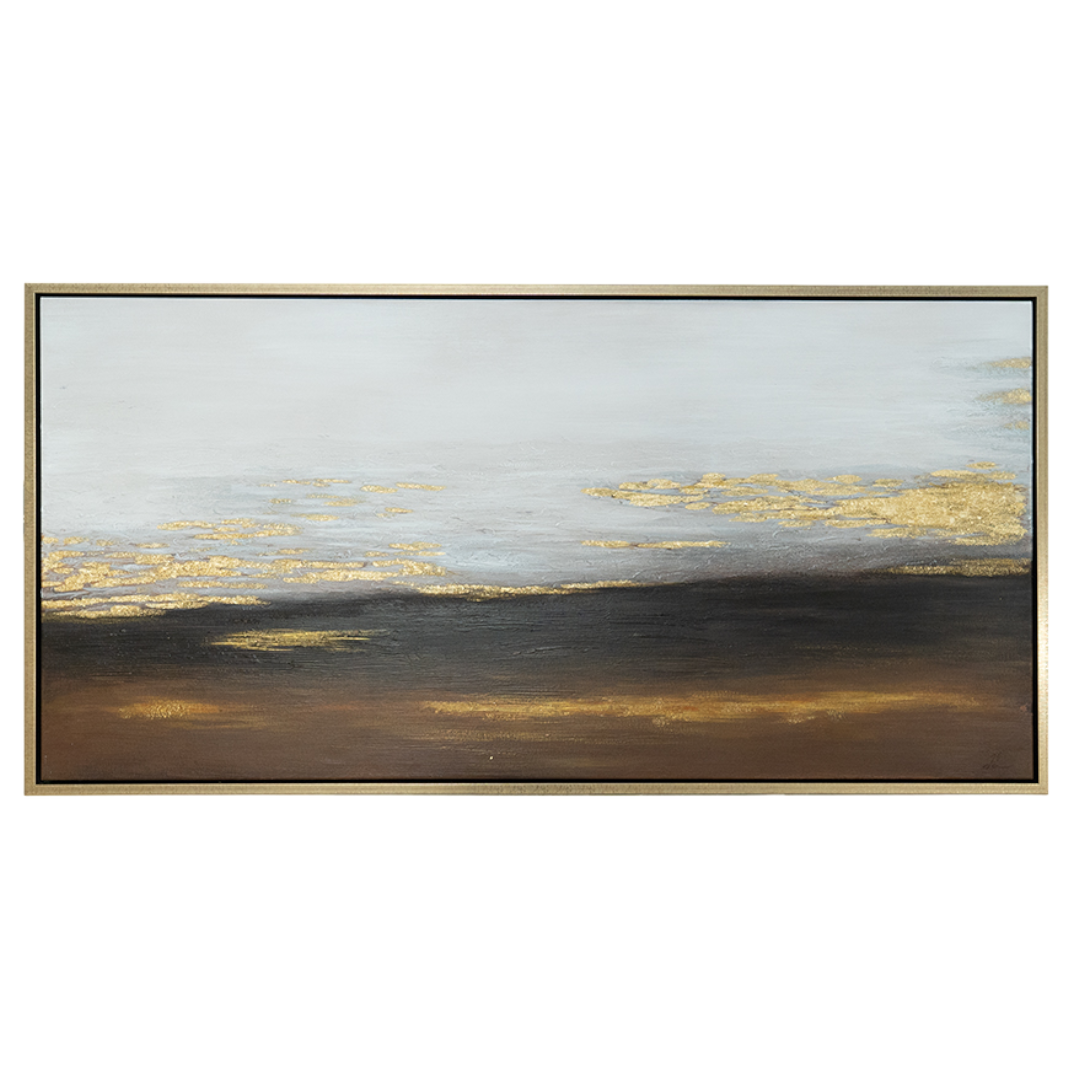 Framed Hand Embellished Canvas with Gold Leaf Accents