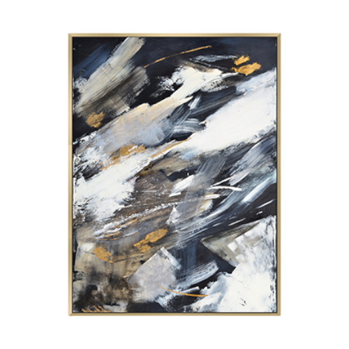 Framed Abstract Art with Metallic Gold Foil Embellishment