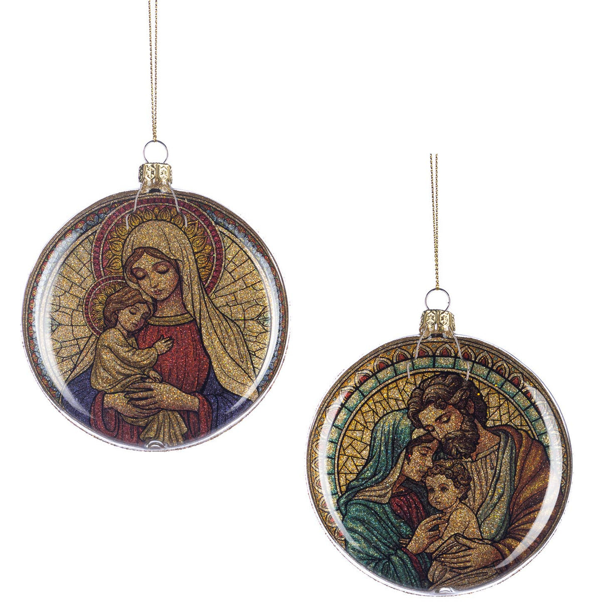 Holy Family Glass Disc Ornament