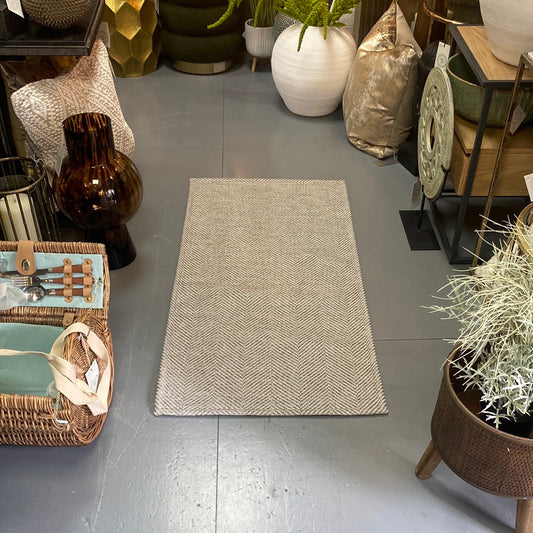 Grey Herringbone Washable Runner 60x120cm