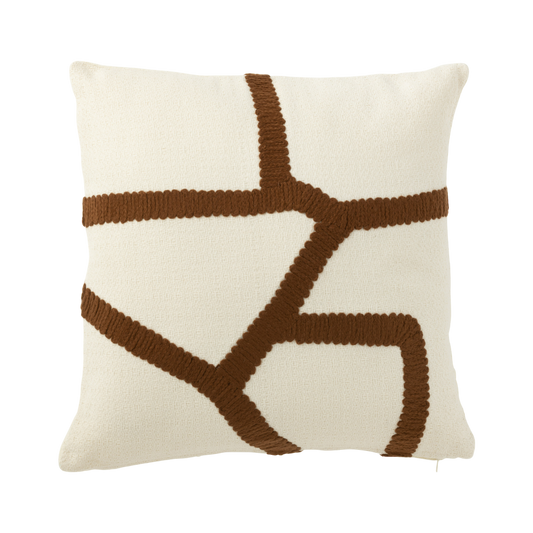 White Brown Pattern Cushion