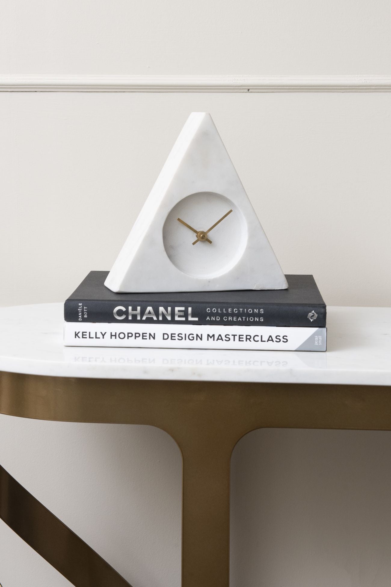 White Marble Triangular Mantel Clock