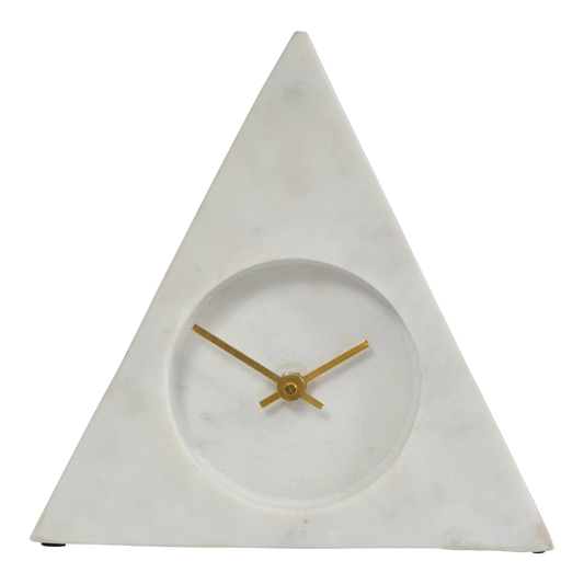 White Marble Triangular Mantel Clock