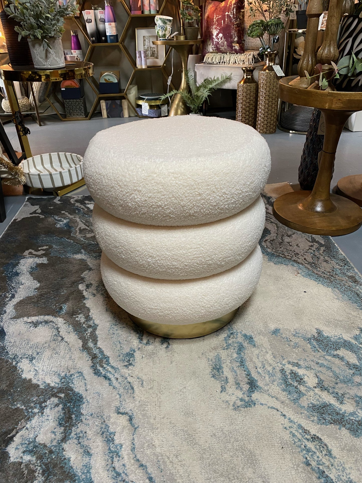 Cream & Gold Teddy Footstool