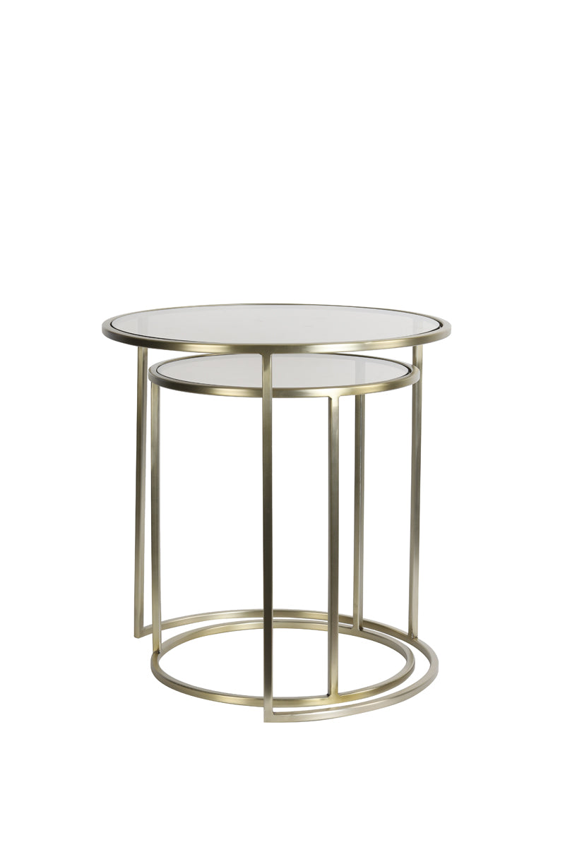 Smoked Glass Champagne Gold Nest of Tables