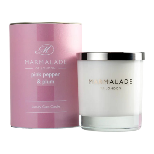 Pink pepper and plum glass candle